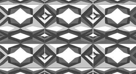 Obraz premium Monochromatic geometric pattern with diamond shapes and layered polygons, abstract design