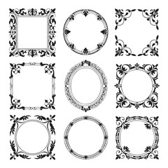 Gothic Vintage Frame Set &ndash; Royal Baroque & Rococo Ornate Floral Borders Vector