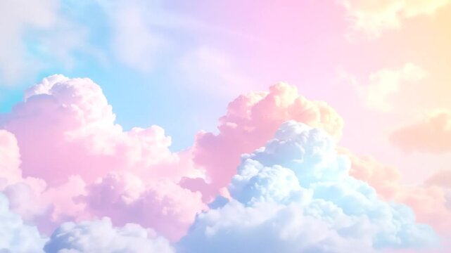 Vibrant and colorful clouds filling the sky with pastel hues, creating a dreamy background.