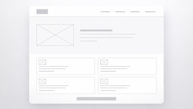 Minimal Website Wireframe Mockup on White Background