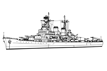 Detailed battleship vector drawing