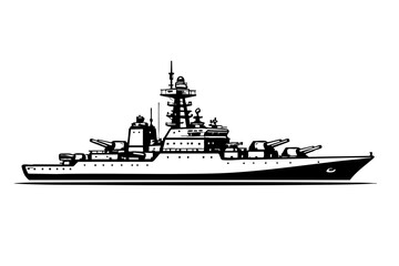 Clean vector illustration of a modern battleship
