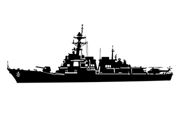 Modern naval battleship vector silhouette