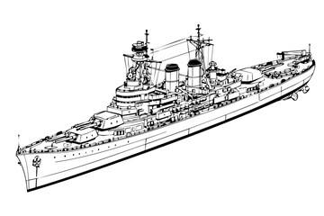 Isometric battleship vector illustration