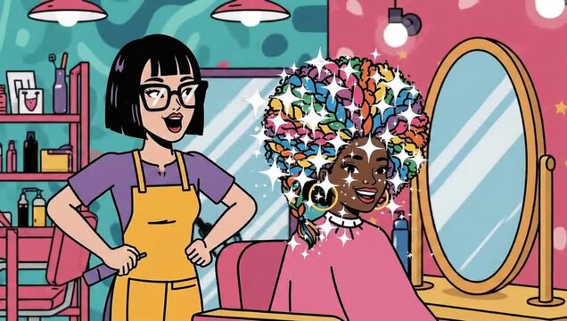 Vibrant Braids - A Colorful Hair Transformation at the Salon.