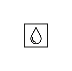 Fototapeta premium Water drop icon within a square frame isolated on black background