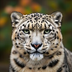 Obraz premium Close up portrait of a majestic snow leopard wild animal face