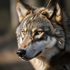 Fototapeta premium Wild gray wolf portrait in natural habitat animal wildlife photography