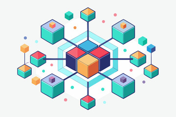 Fototapeta premium Geometric Blocks Model Construction Icon