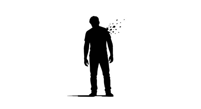 Silhouette of a man with exploding head
