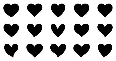 Collection of heart shapes. Ideal for love, romance, valentine, wedding, anniversary, greeting cards, invitations, prints, posters, stickers, branding, and romantic design.