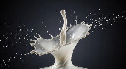 Abstract milk splash isolated on dark background, food motion