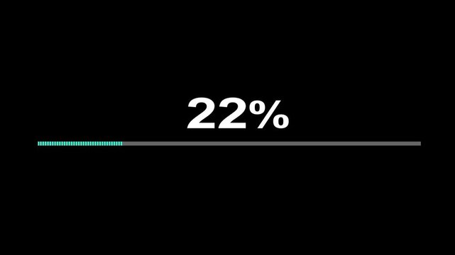  Line bar loading processing 0 to 52 loading animation, on black screen.Retro loading line bar animation. 4k video.