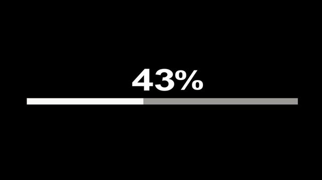  Line bar loading processing 0 to 72  loading animation, on black screen.Retro loading line bar animation. 4k video.