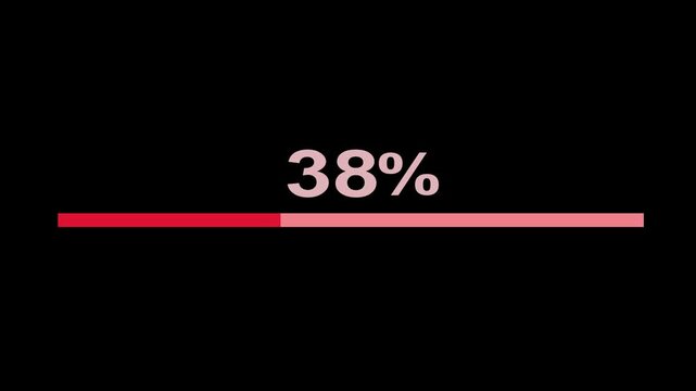  Line bar loading processing 0 to 91 loading animation, on black screen.Retro loading line bar animation. 4k video.