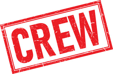 Distressed Red Ink Stamp with Word CREW in a Rectangle Border