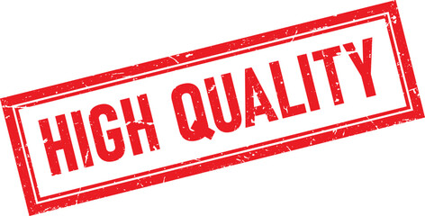 Red High Quality Text Rectangular Distressed Rubber Stamp Impression on White Background