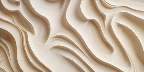 Obraz premium White Wooden Wall Panel Texture With 3D Layered Carved Wave Pattern For Luxury Interior Design And Architecture Background