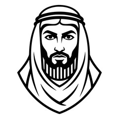 Arabic man portrait wearing traditional Keffiyeh headdress illustration
