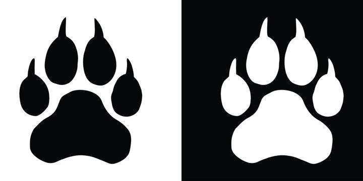 Wildcat paw print silhouette vector, Bobcat pawprint silhouette, animal paw print vector illustration