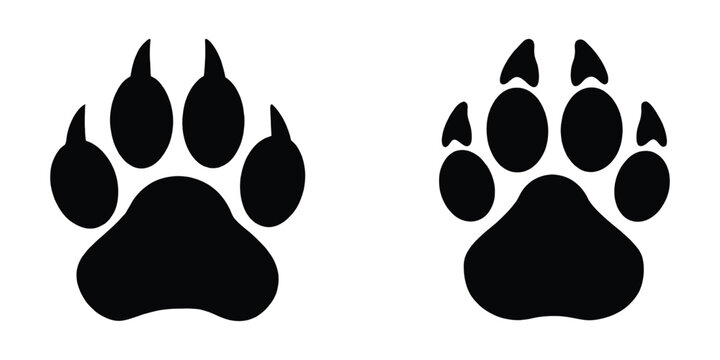 Wildcat paw print silhouette vector, Bobcat pawprint silhouette, animal paw print vector illustration