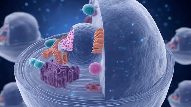 Detailed 3D Visualization of a Human Cell Structure and Organelles