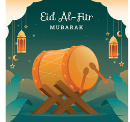 Naklejka premium Eid Al Fitr Celebration Drum