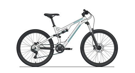 Fototapeta premium High-performance white mountain bike featuring advanced suspension and rugged tires for off-road trail riding.