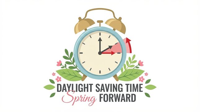 Daylight Saving Time Spring Forward Alarm Clock Illustration