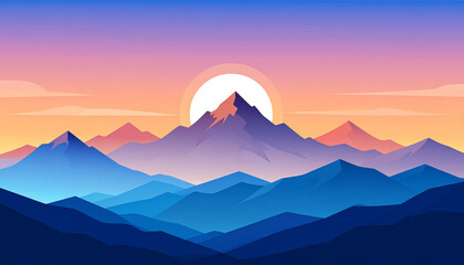 sunset in mountains