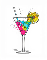 cocktail with lime vector 