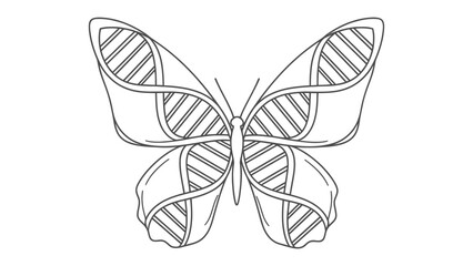 Fototapeta premium Genetic Flutter: An intricate illustration merges the delicate form of a butterfly with the molecular structure of DNA, symbolizing transformation and the essence of life's code.