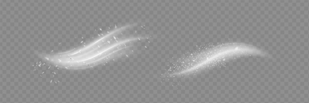 Air, wind effect isolated on transparent background. Airflow overlay fresh air for cleaning, cooling or changing the air. Wind Wave Effect. 3D vector illustration