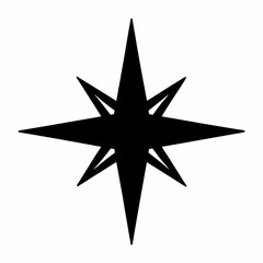 Obraz premium Eight pointed star in black on a white background isolated view