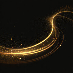 Obraz premium Golden Glowing Light Trail Swirl with Spark Particles