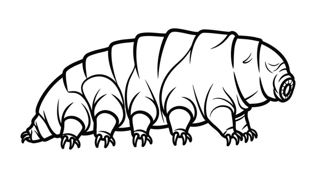 Tardigrade Close-up: A detailed illustration of a tardigrade, showcasing its unique segmented body and microscopic features.