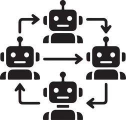 Multi-Agent System and Robot Swarm Intelligence Vector Icon