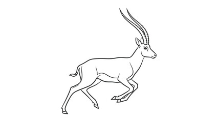 Fototapeta premium Graceful Antelope Silhouette: A sleek antelope silhouette springs forward, highlighting the animal's slender form and impressive horns, illustrating elegance in movement.