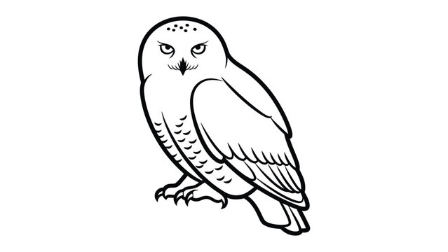 Snowy Owl Illustration: A striking black and white illustration of a majestic snowy owl, its piercing eyes and intricate feather details capture the essence of this arctic predator.