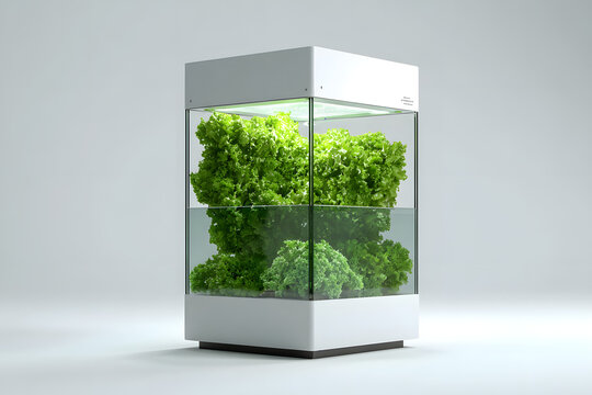 Futuristic Smart Agriculture Indoor Unit with Visible Water Circulation System