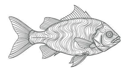 Fototapeta premium Aquatic Realm: A detailed illustration of a fish, captured in intricate lines, showcasing the delicate features and textures of aquatic life.