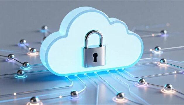 luminous cloud icon with lock and digital nodes perfect for world backup day