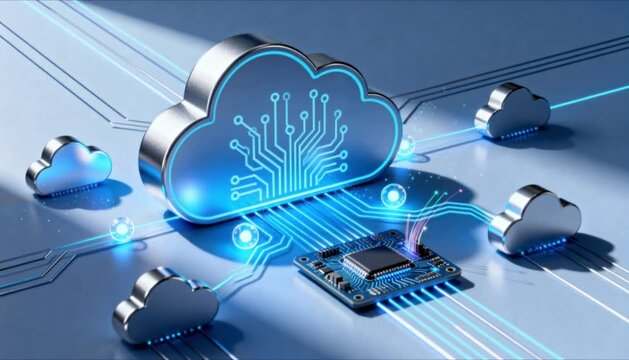 digital cloud computing technology with circuit board pattern perfect for world backup day