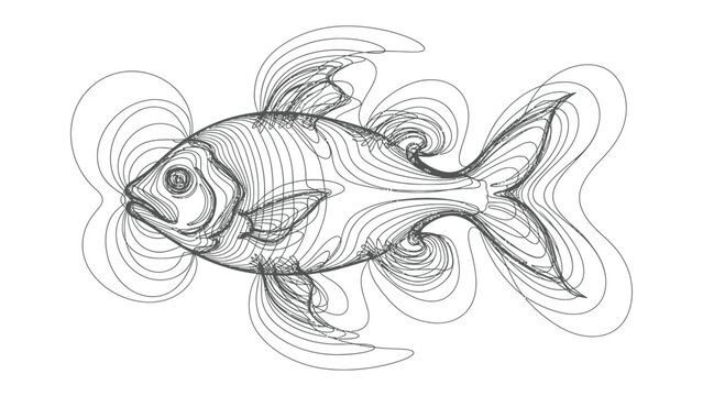Fish Illustration: A meticulously crafted illustration of a fish, captured in intricate detail, showcasing artistic skill and attention to detail.