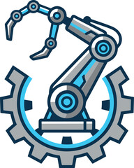 Robotic arm automation gear illustration industrial technology artificial intelligence engineering innovation machine vector isolated