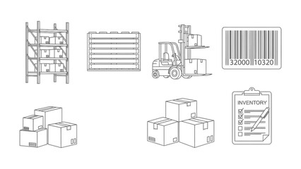 Logistics and Inventory Illustration: A comprehensive graphic illustration showcasing essential elements of logistics and inventory management.