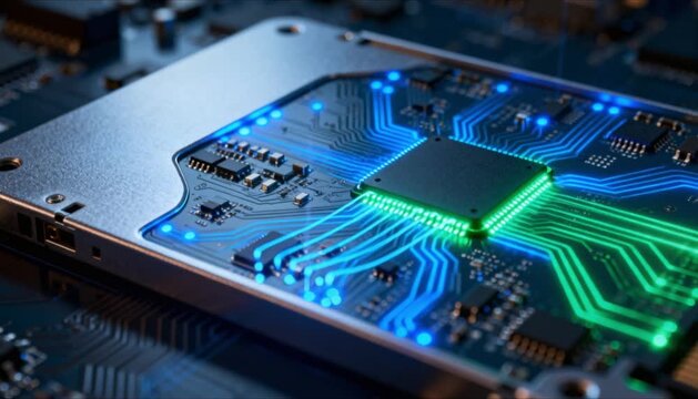 close up of ssd drive with light indicators perfect for world backup day
