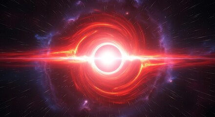 Fototapeta premium Black hole with swirling red energy and cosmic background