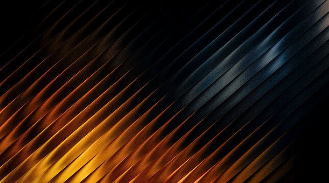 Grainy abstract diagonal lines texture background with fiery orange and deep blue tones, dynamic grooved surface pattern gradient background