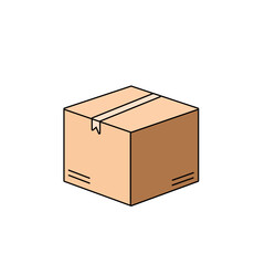Fototapeta premium Simple Brown Cardboard Shipping Box Illustration.